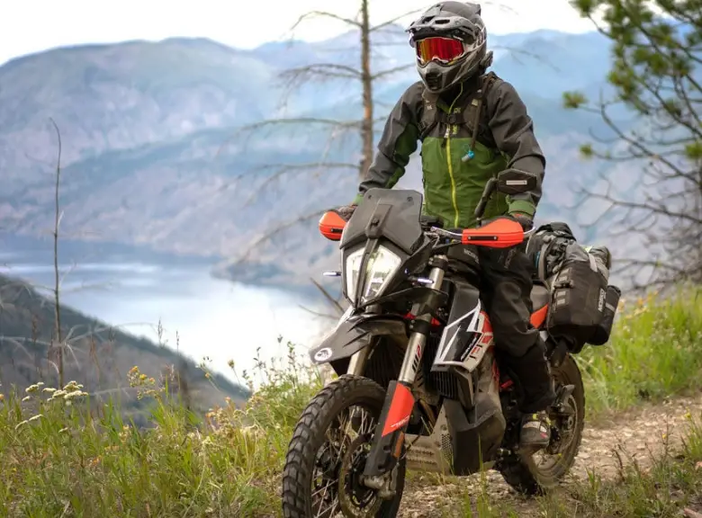 adventure rider in jacket fitting